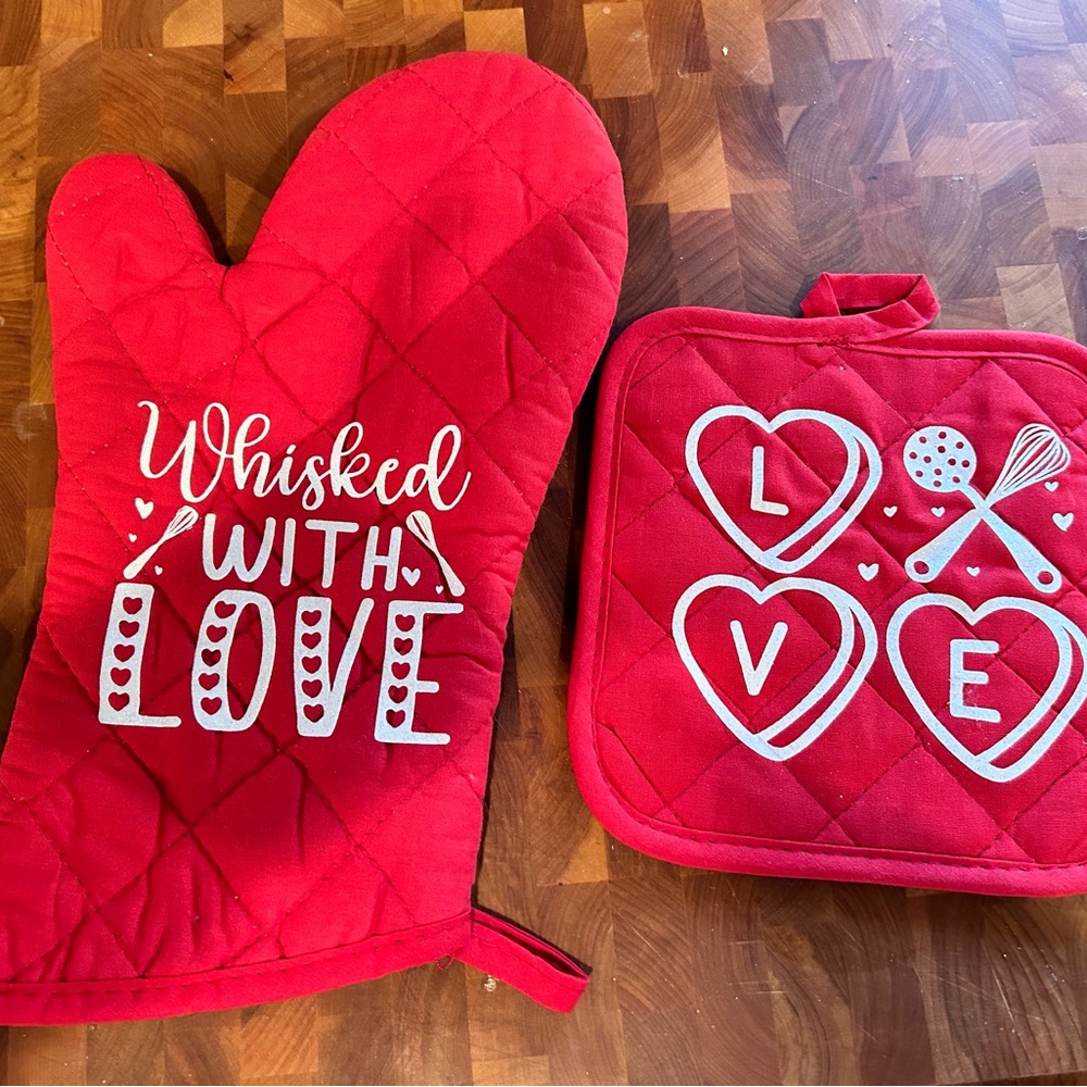 Whisked With Love Oven Mitt Set/ Personalized gift set
